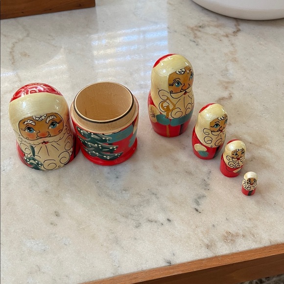 Festive Santa Nesting Dolls - Red and Cream - Picture 2 of 2